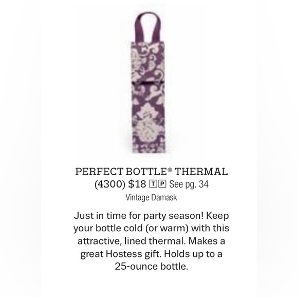 NEW Thirty-One Perfect Bottle Thermal in Vintage Damask - Picture 2 of 2